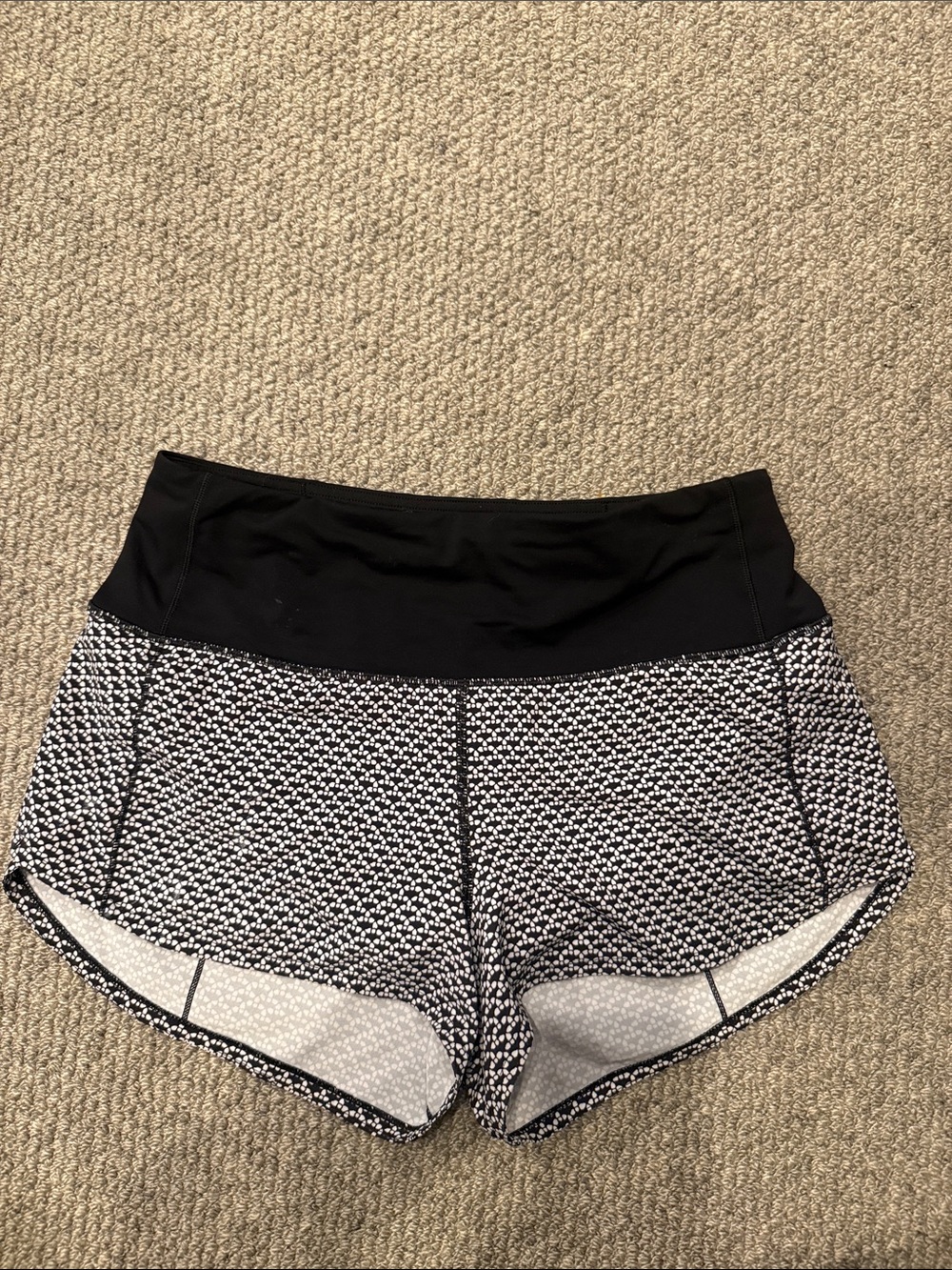 lululemon athletica Black & White Patterned High-Rise Athletic Shorts